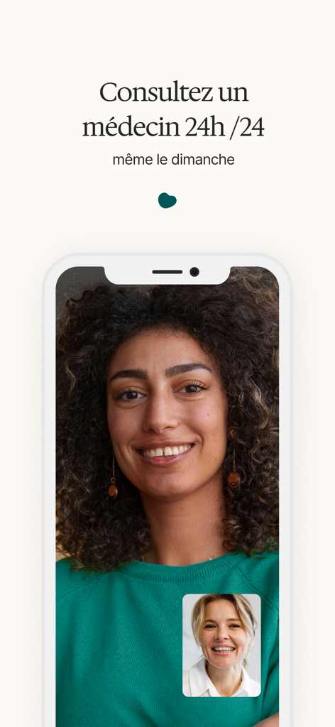 MedecinDirect | Consultez 24/7 - Écran de smartphone affichant un appel vidéo avec un médecin sur l'application MedicinDirect