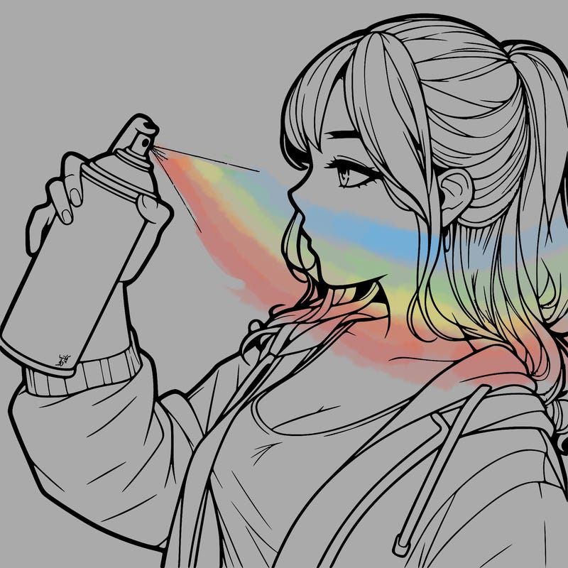 a realistic girl spray, painting