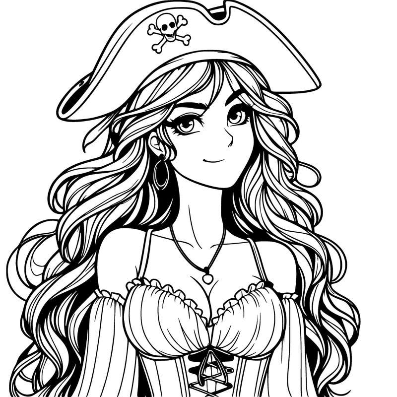 realistic female pirate with long hair