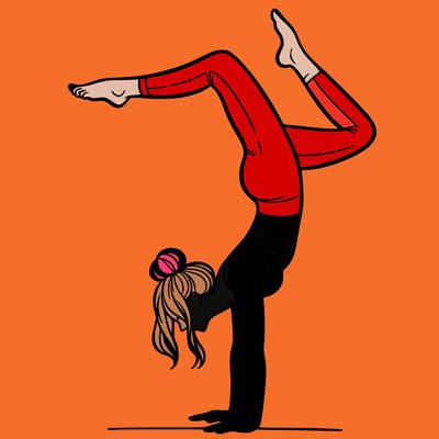 a woman doing a handstand