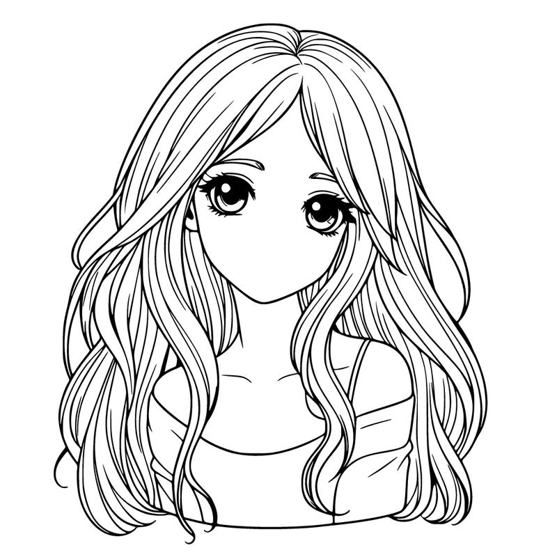 realistic girl with long hair