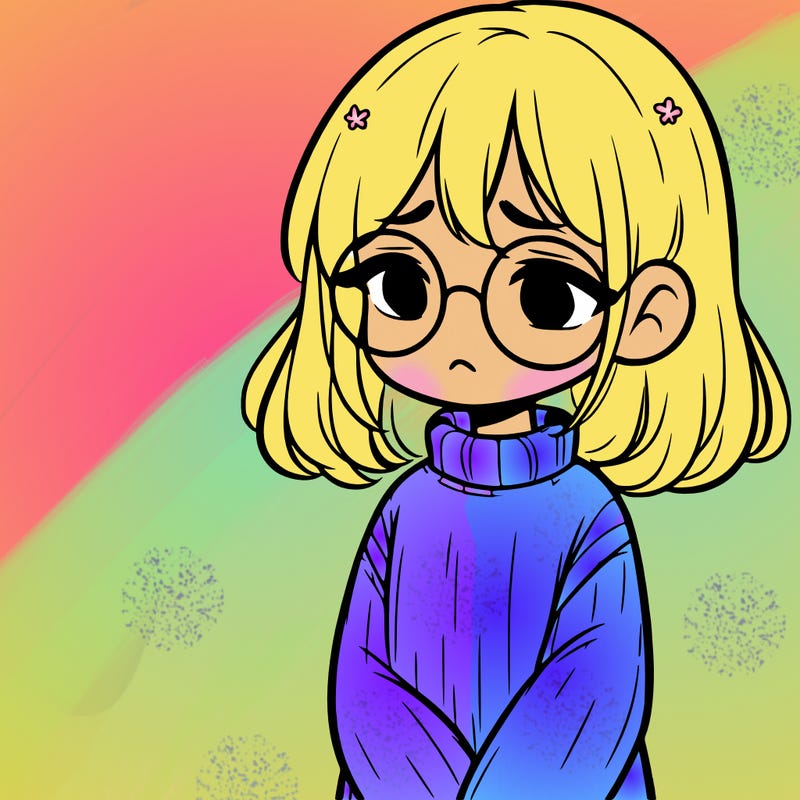 sad girl with glasses in a sweater