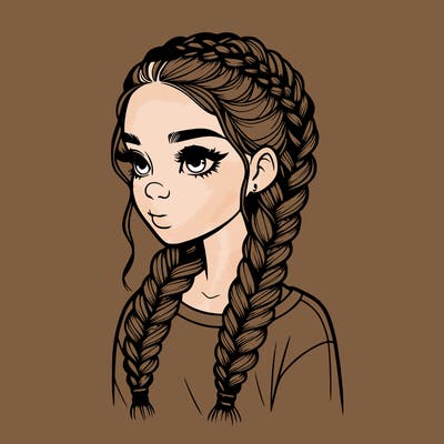 realistic girl with braids