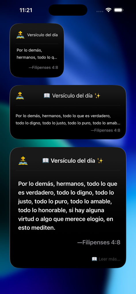 Biblia RV 1909 - Biblia RV 1909 app daily verse widgets in Spanish on iPhone screen