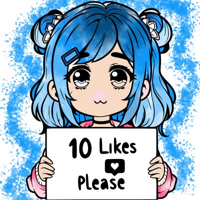 a girl with a sign saying 10 likes please
