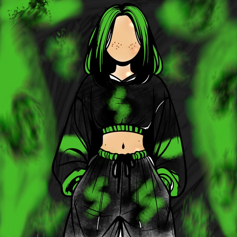 realistic girl faceless with baggy pants and a crop top