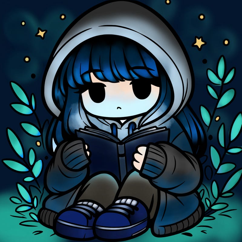 girl in oversized hoodie reading a book