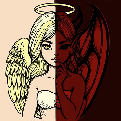 realistic angel half demon