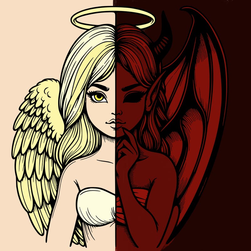 realistic angel half demon