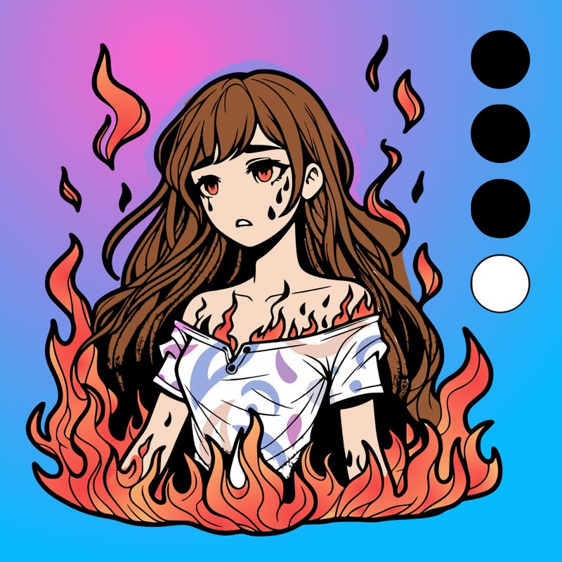 realistic girl in flames