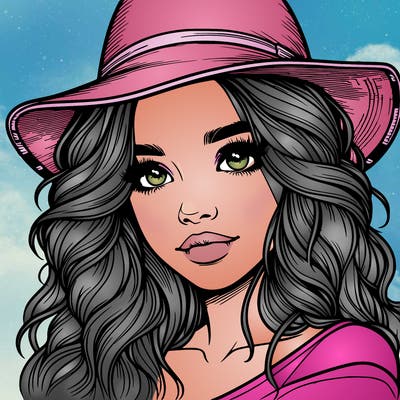 realistic girl with hat