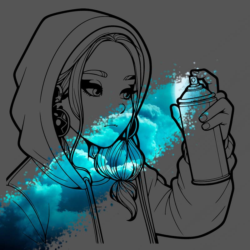 a realistic girl, spray painting