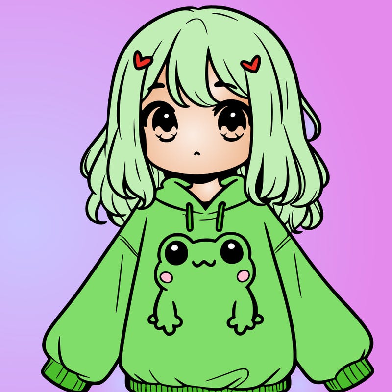 girl wearing frogging sweatshirt