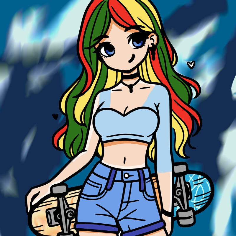 girl wearing crop top with skateboard