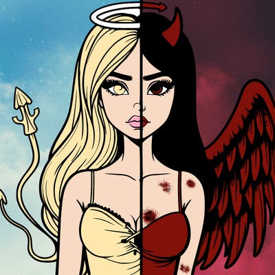 devil vs angel realistic girl