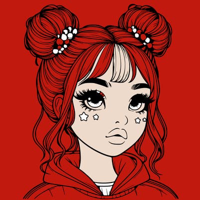realistic girl with space buns