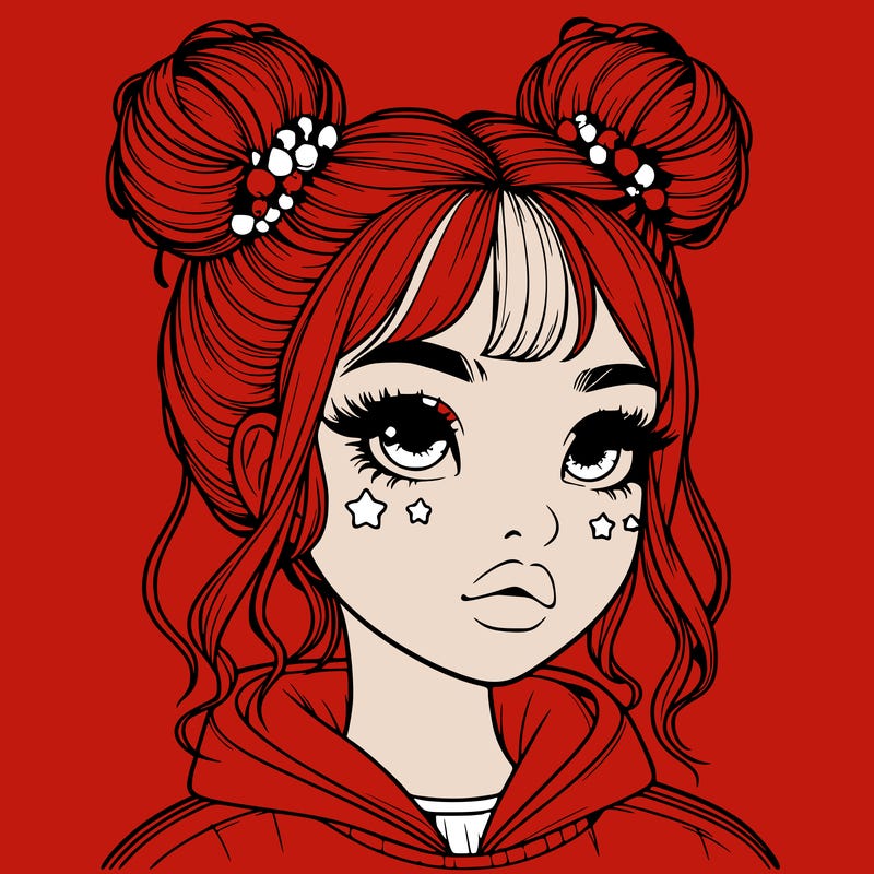 realistic girl with space buns