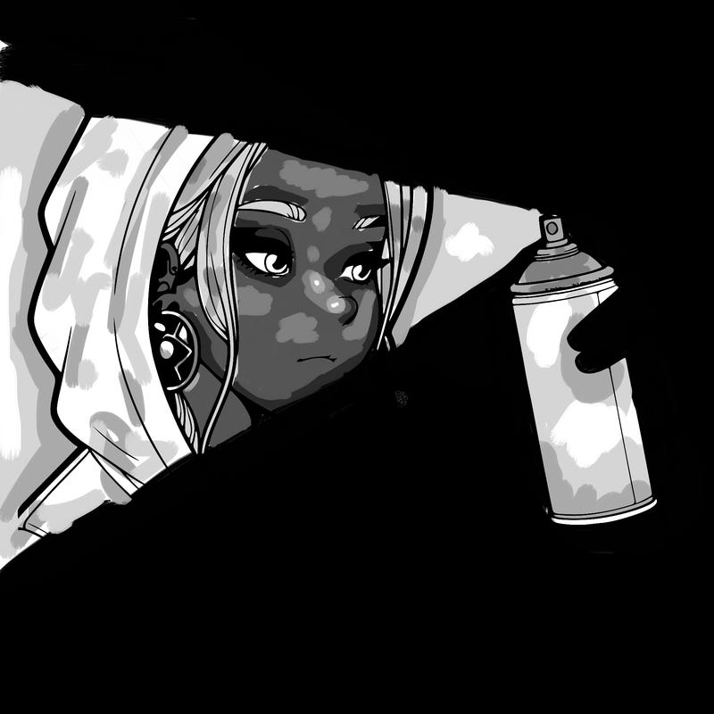 a realistic girl, spray painting