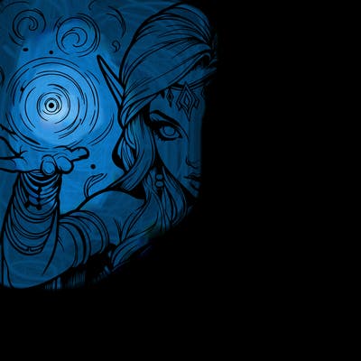 realistic scary beautiful elf sorceress casting spell