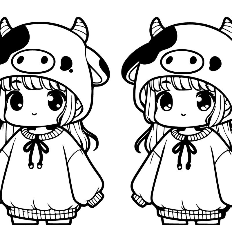 cute girl with a oversized cow sweatshirt and a cow hat