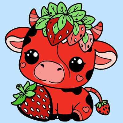 cute strawberry cow
