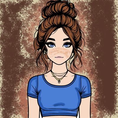 realistic girl with messy bun and croptop