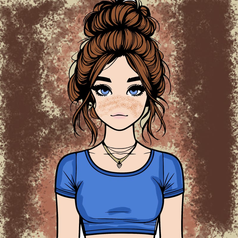 realistic girl with messy bun and croptop