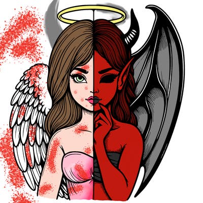 realistic angel half demon