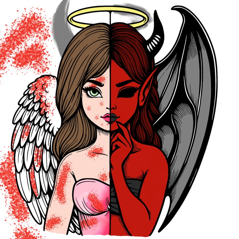 realistic angel half demon