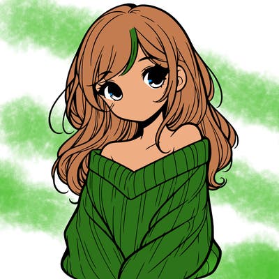 shy pretty girl wearing a sweater that is falling off one shoulder portrait