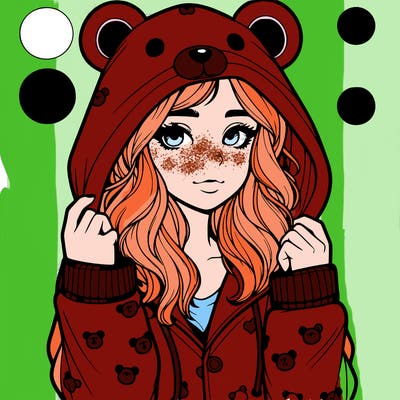 realistic girl in a animal pjs hoodie