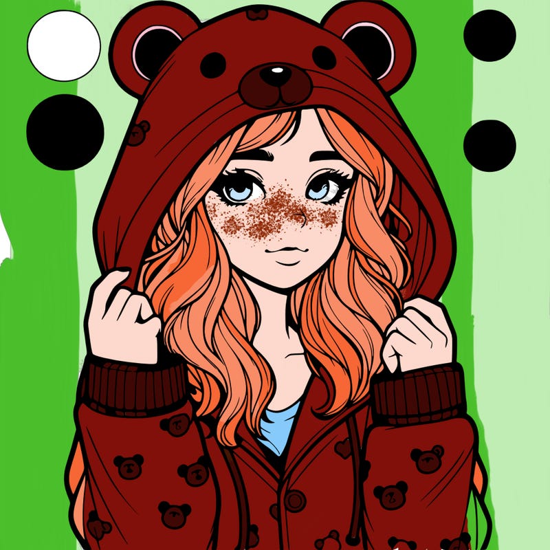 realistic girl in a animal pjs hoodie
