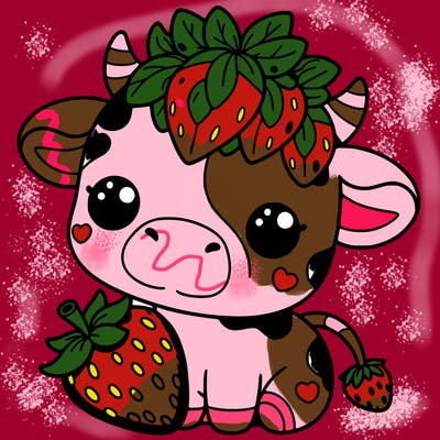 cute strawberry cow