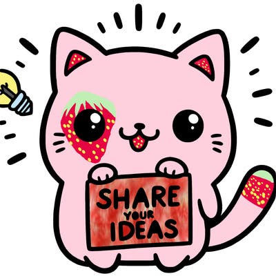 a cute cat saying share your ideas