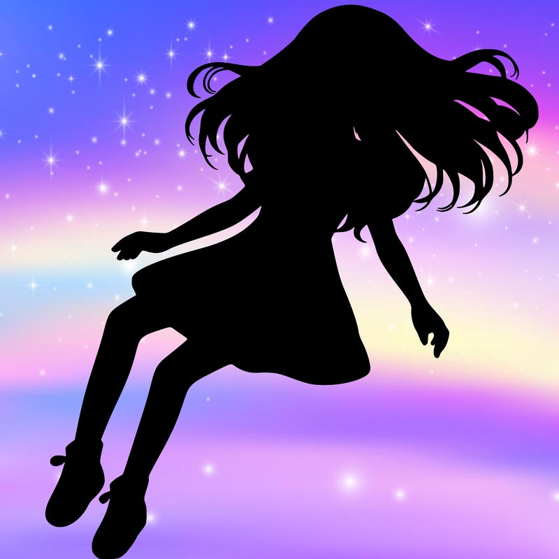 realistic girl floating