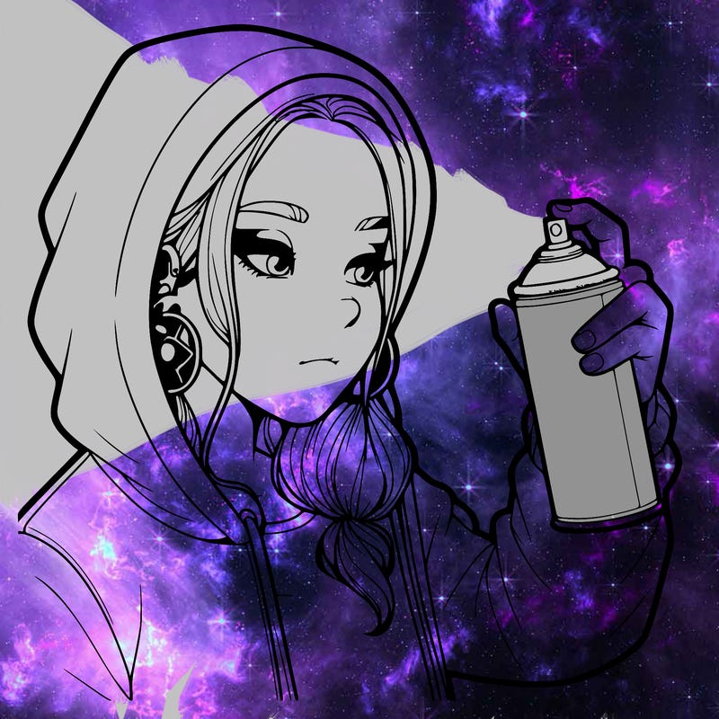 a realistic girl, spray painting