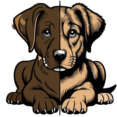 realistic dog split picture