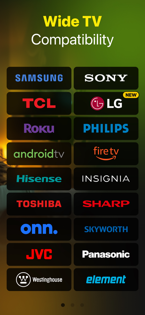 TVRem Universal TV Remote App - Una lista de marcas de Smart TV compatibles para la aplicación TVRem, incluyendo Samsung Sony LG Roku y Fire TV