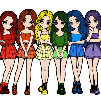 a group of girls realistic