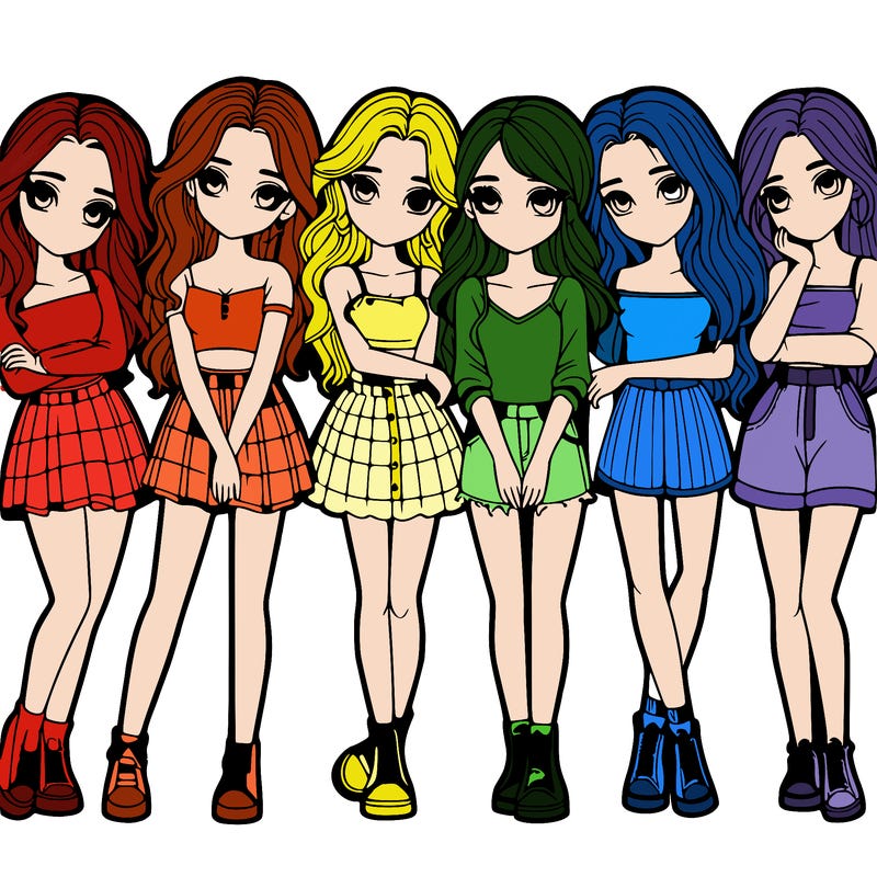 a group of girls realistic