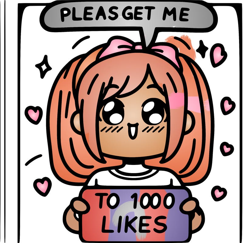 a girl saying please get me to 100 likes
