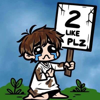 small poor toddler crying with sign that says 2 like plz