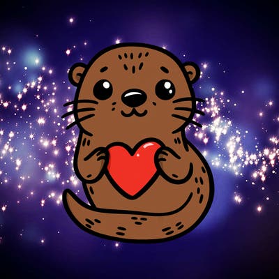 otter with a heart