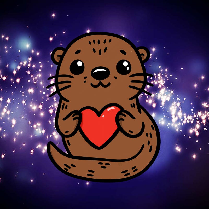 otter with a heart