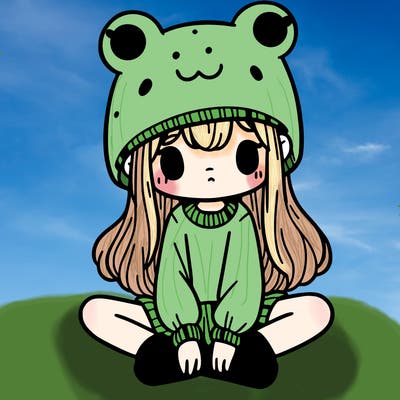 a girl wearing a frog hat and some frog socks