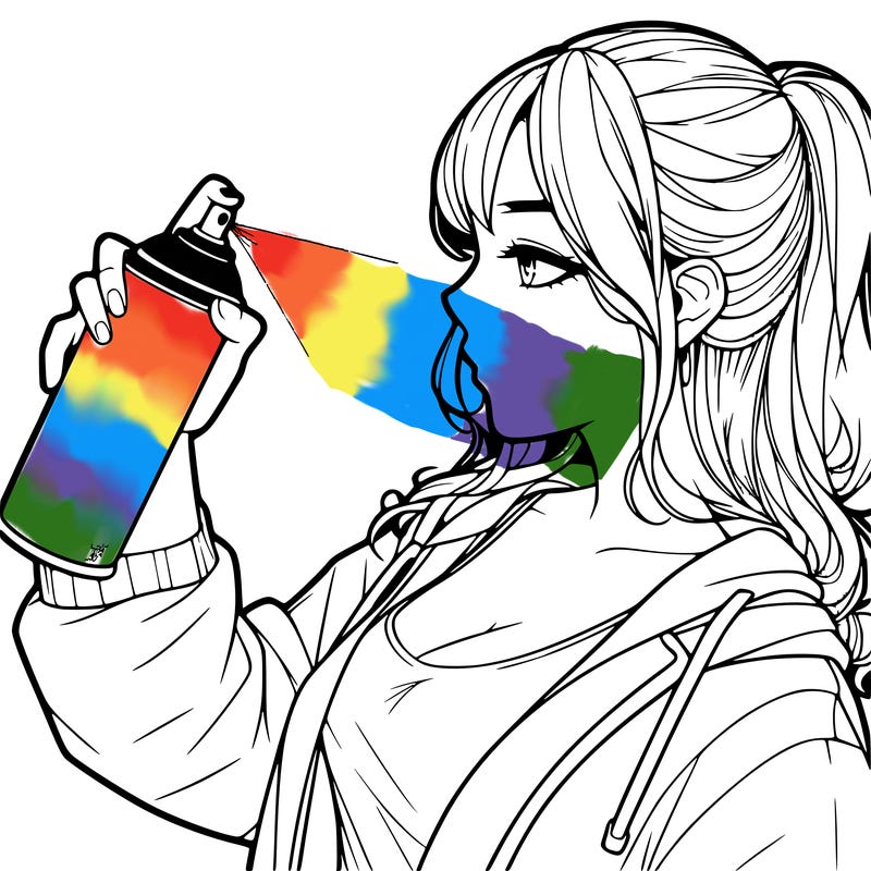 a realistic girl spray, painting