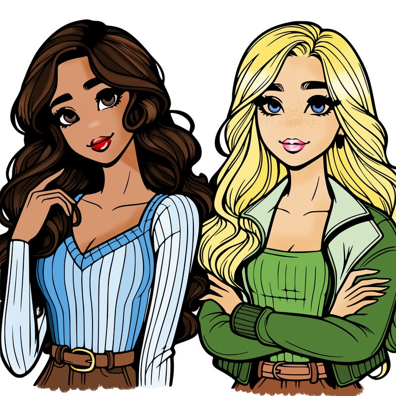 two realistic pretty best friends