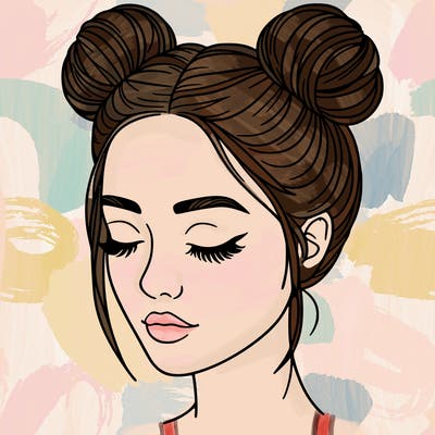 woman with hair buns