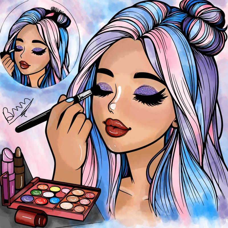 realistic girl doing makeup