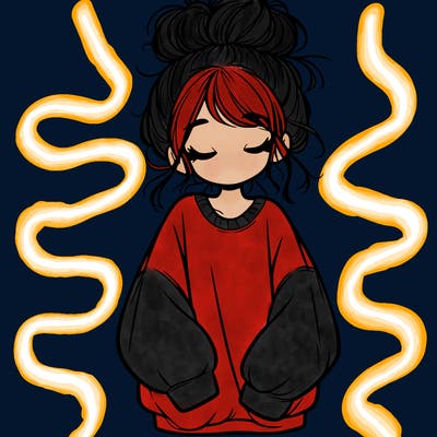 girl with baggy sweatshirt and messy bun